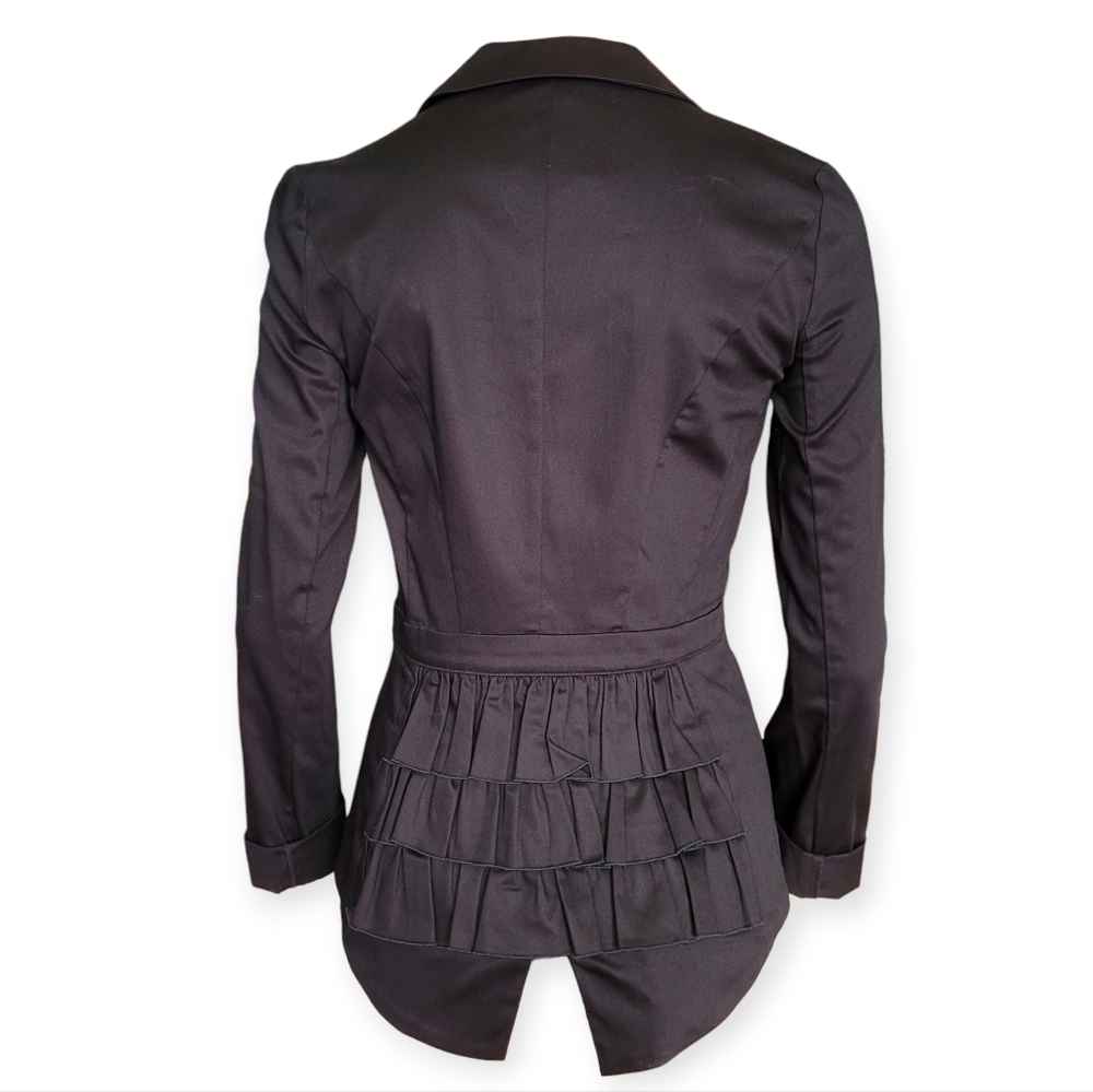 Vintage Betsey Johnson Ruffle Back Tuxedo Jacket black size 2 Goth Wedding